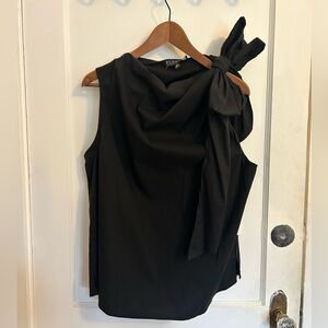 Eloquii Sleeveless Bow Blouse Black Size 14